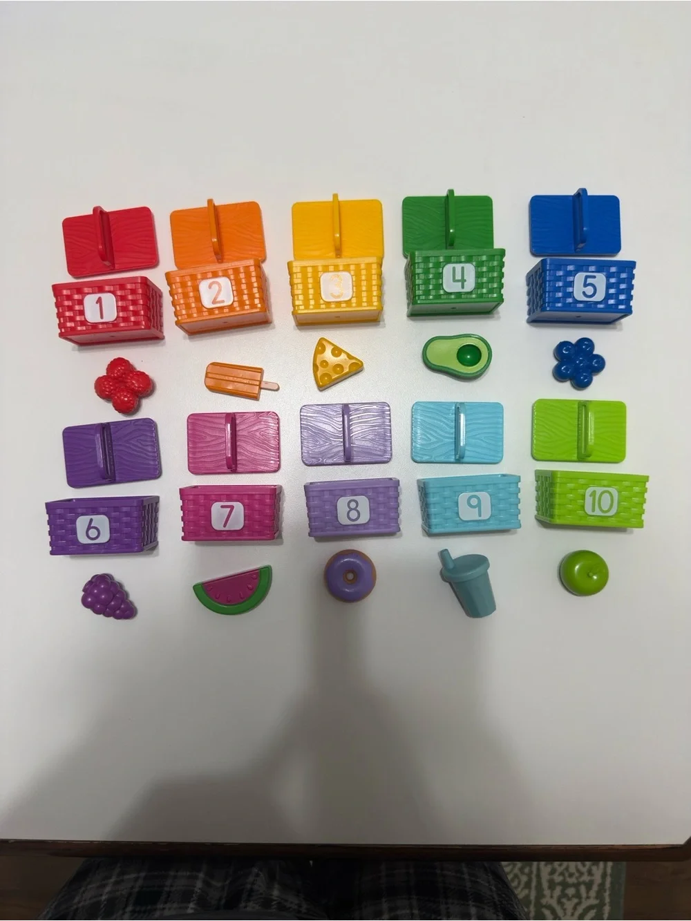 Rainbow Counting & Sorting Basket Set for Kids - Multicolor Learning Toy